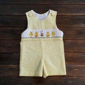 Delaney Easter Bunny Smocked Shortalls Size 3m